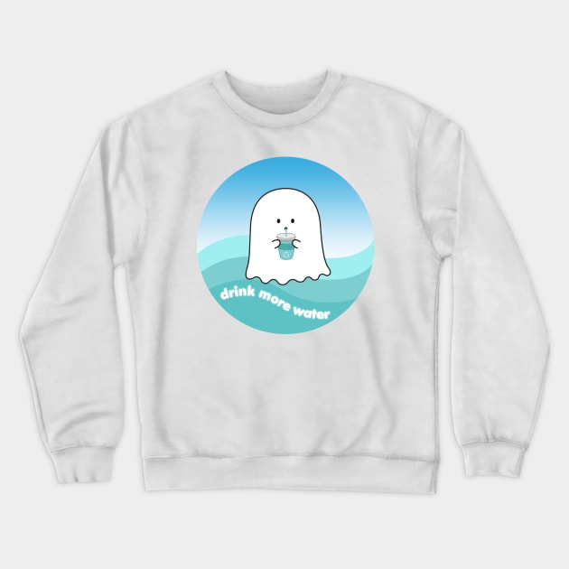 Gordie the Ghost (drink more water) | by queenie's cards Crewneck Sweatshirt by queenie's cards